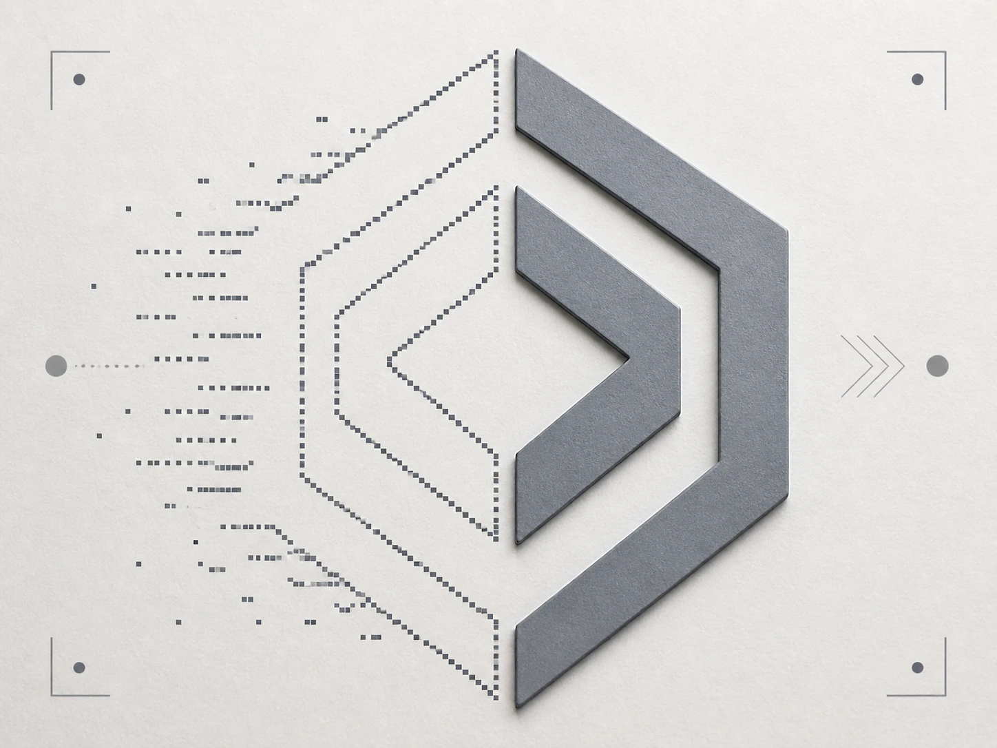 A web sized logo with one pixel strokes beside a rebuilt version with standing edges