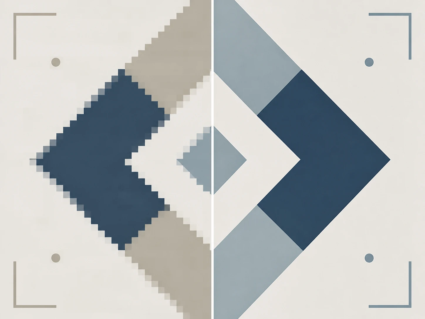 A resaved thumbnail showing blocking along edges next to a cleaned rebuilt copy