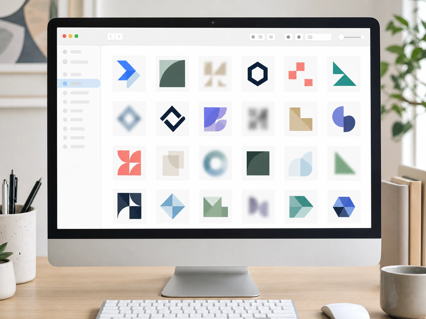 A folder of exported PNG brand files inherited from a previous marketer