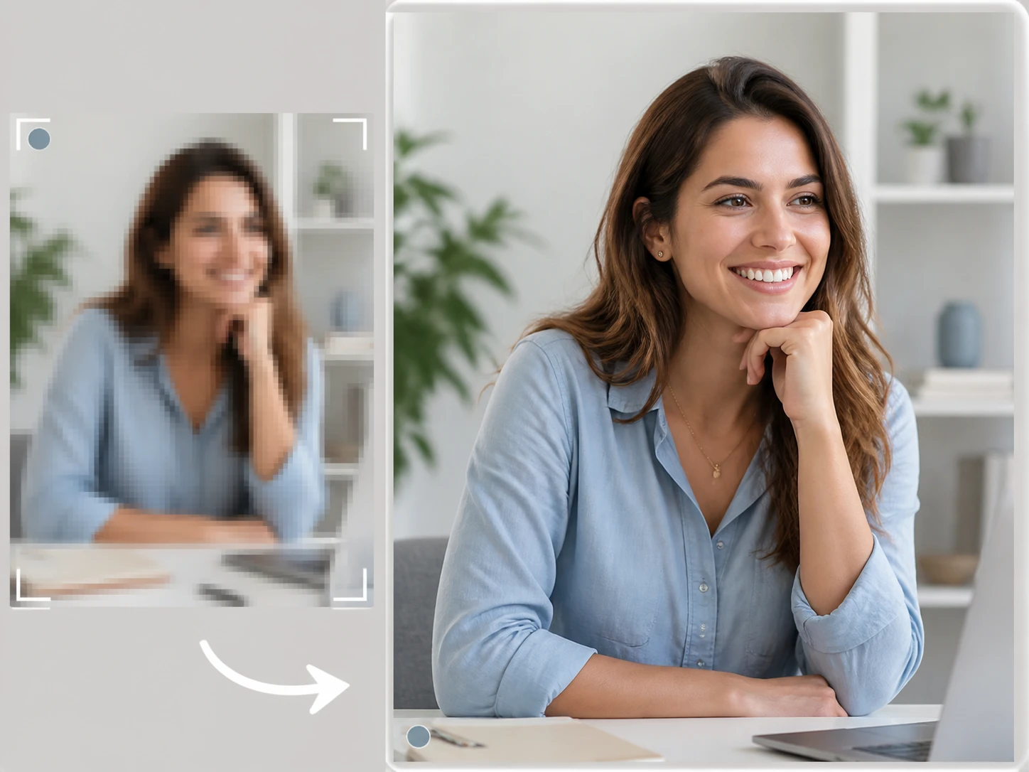 Content maker checking a grabbed video frame that became a small blurry thumbnail image