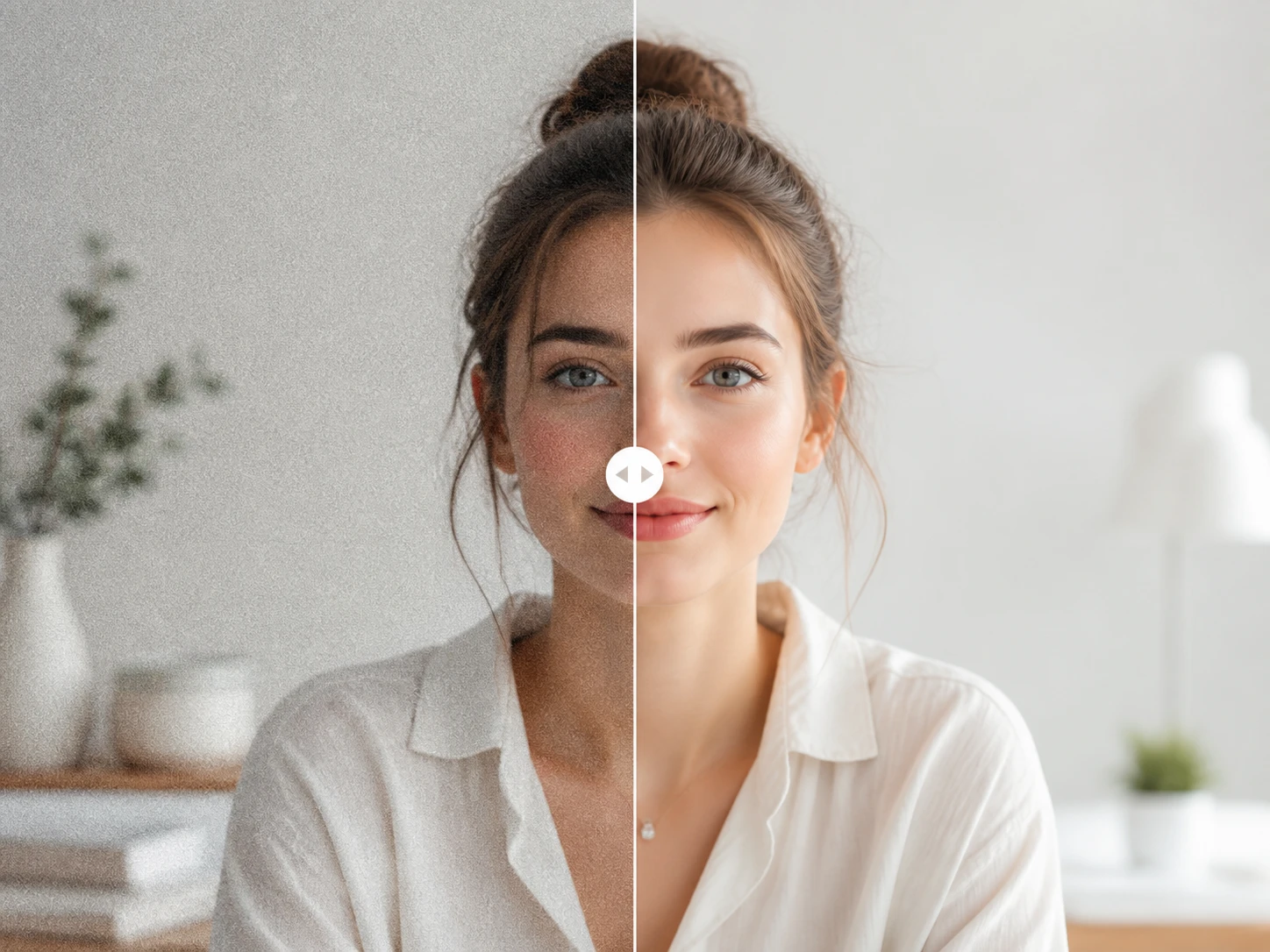 A denoise image slider clearing shadow grain while the size stays fixed