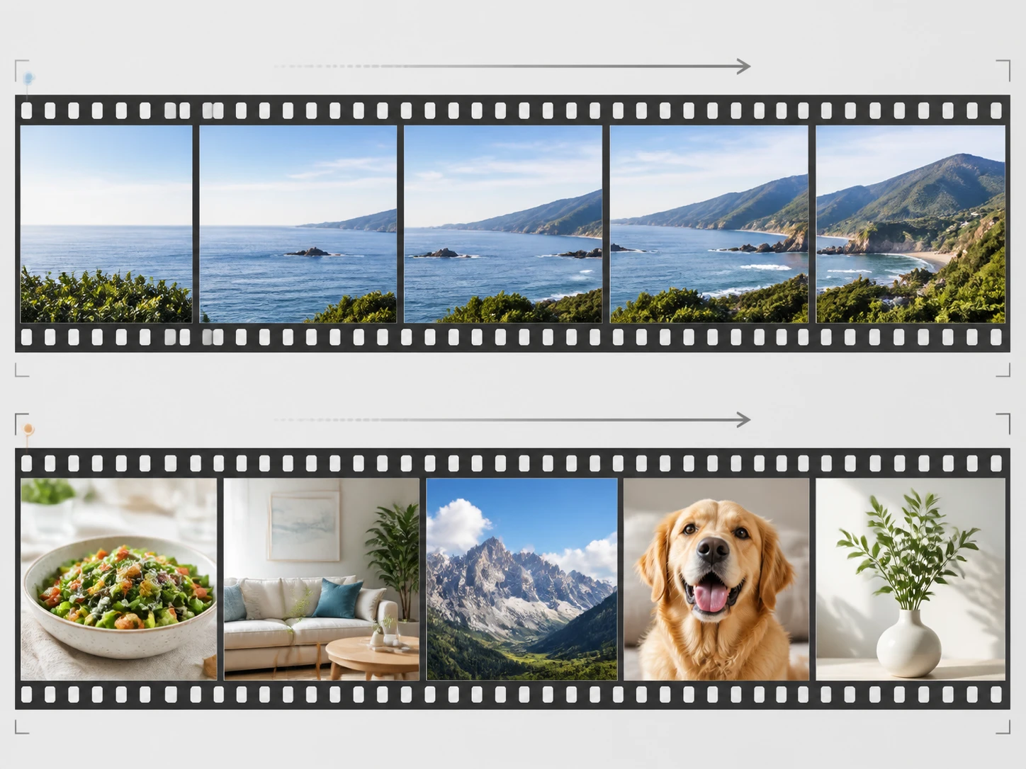 Predictable panning clip beside a fast cut where frame interpolation struggles