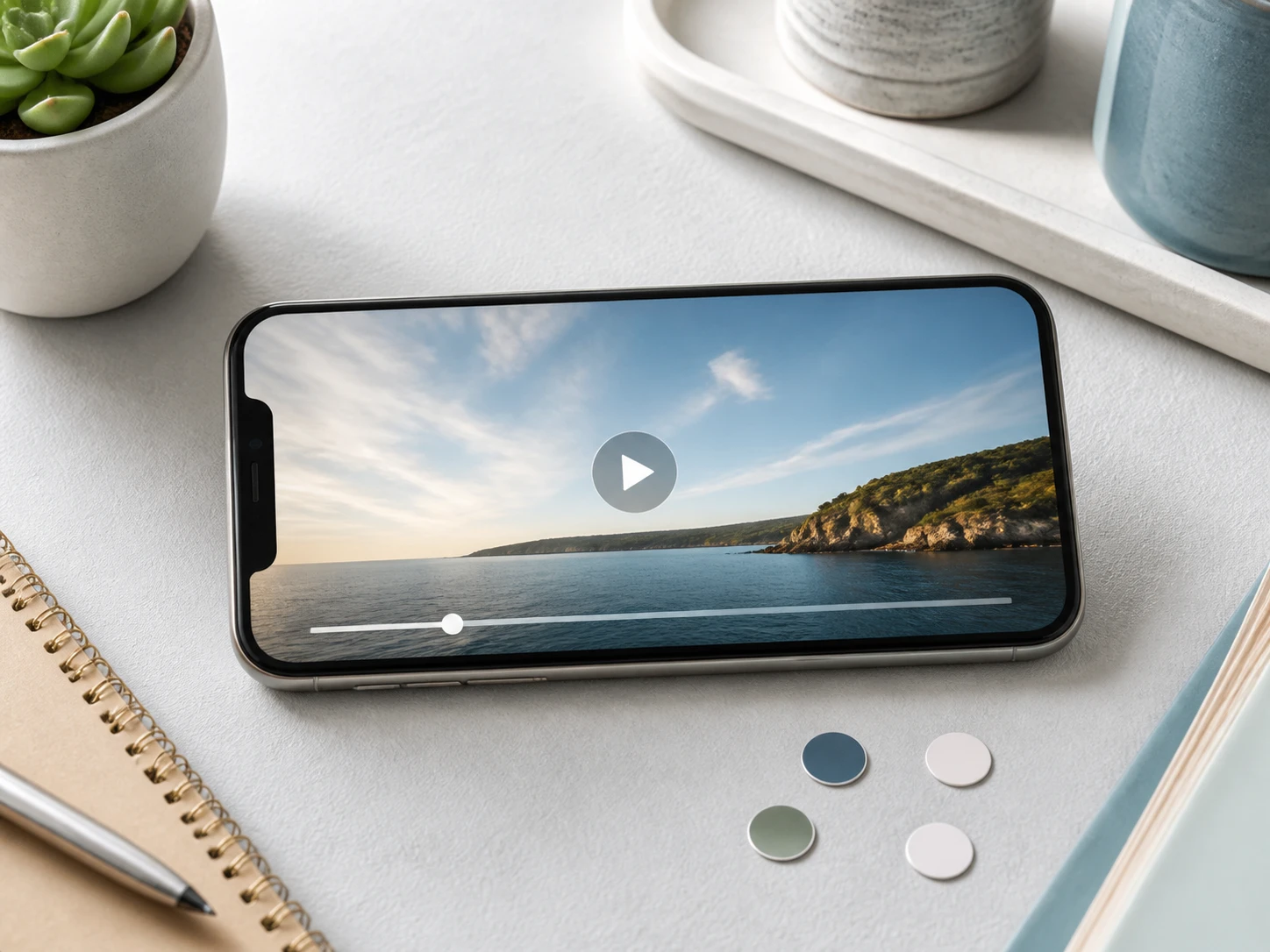 Frame rate and shutter notes marked on a phone clip queued for slow down video