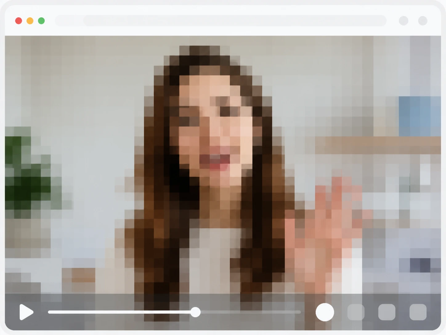 Reposted social clip full of compression blocks opened in Enhancer.video for cleanup