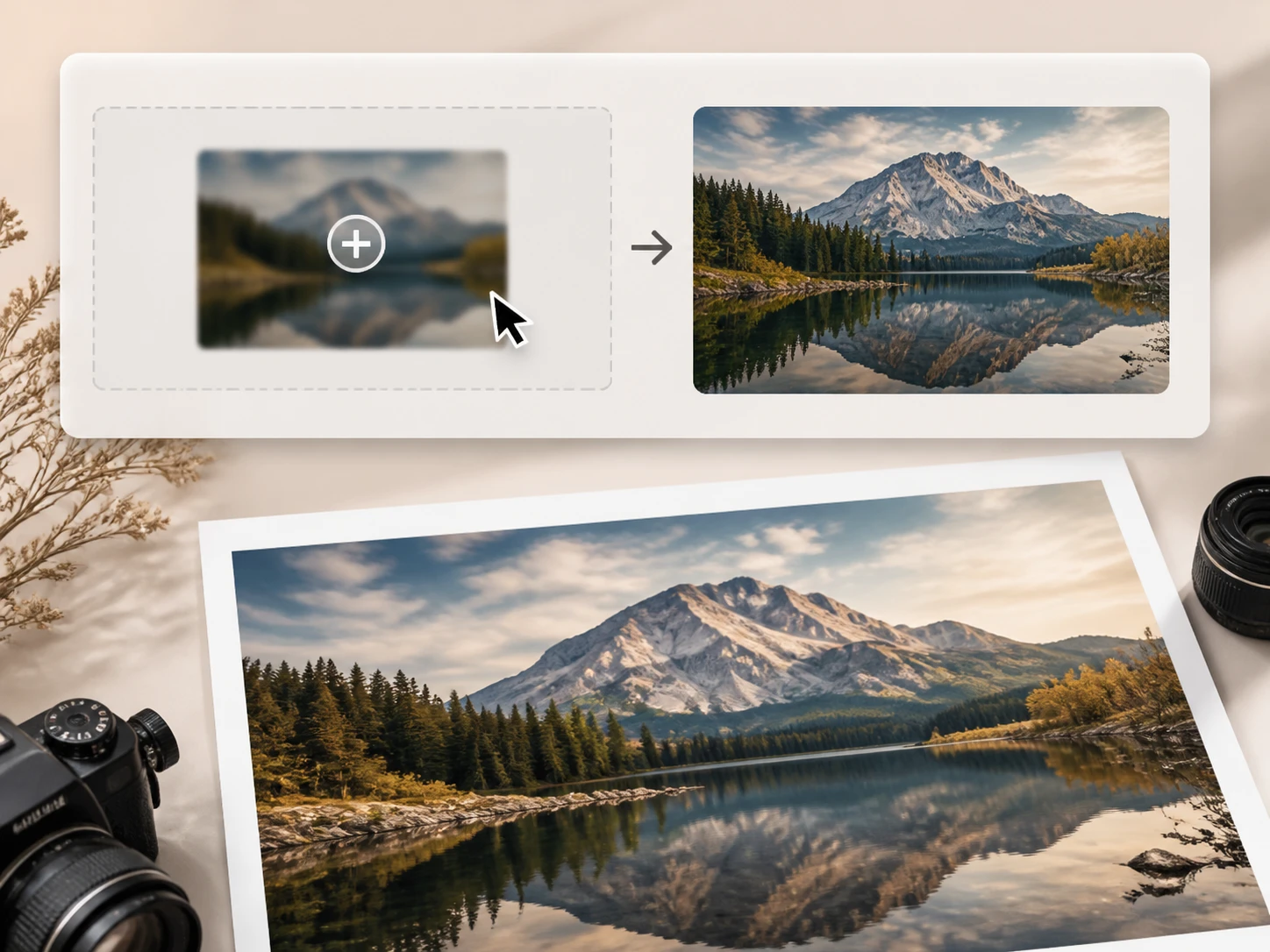 Upload panel with a blurry JPG screenshot dropped in for image sharpen