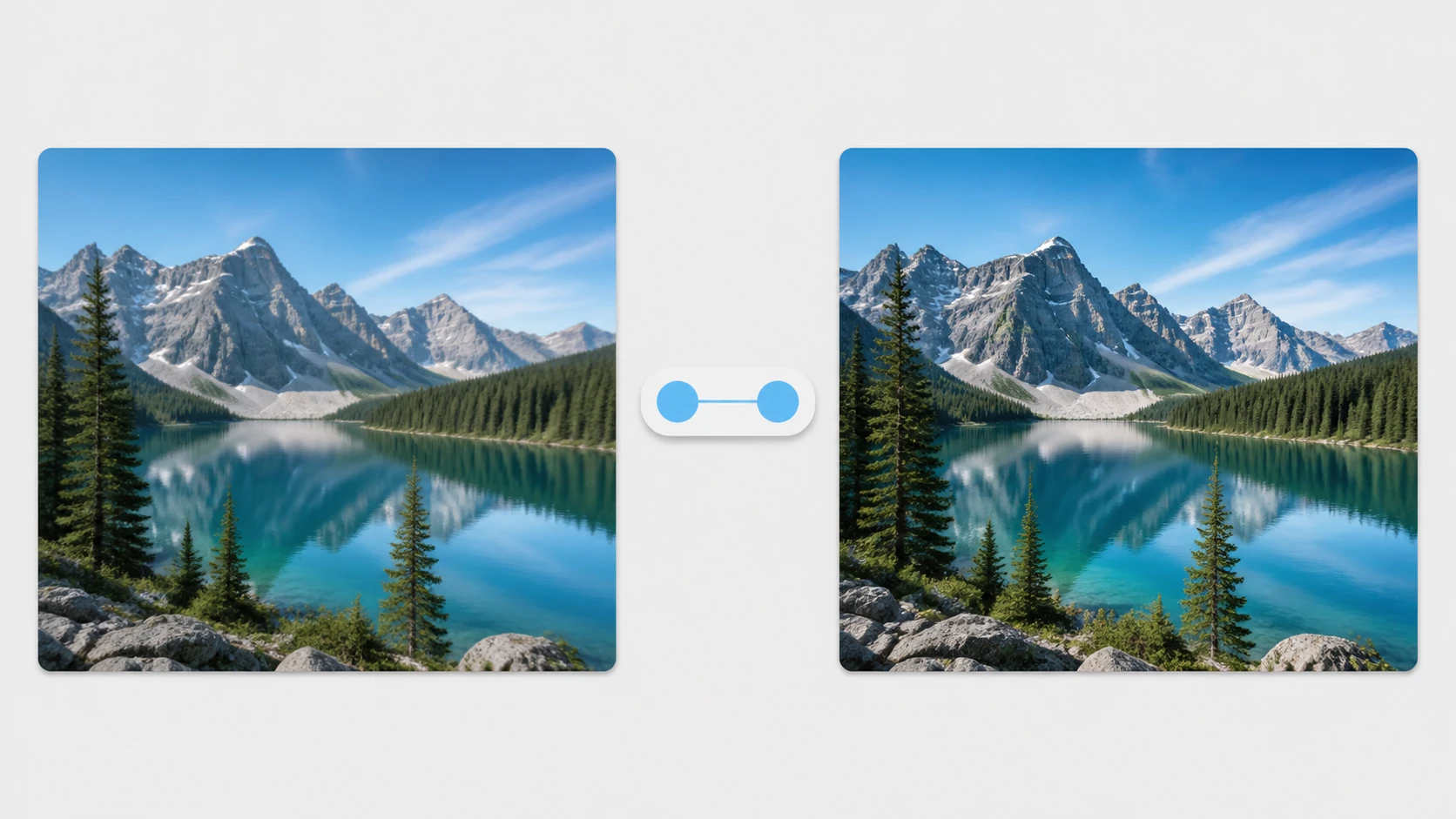 A landscape checked against the original with the same sky color patch checked for drift