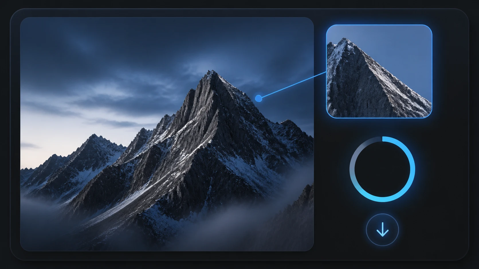 An enlarged 8K result opened at 100 percent along a hard edge for a final check