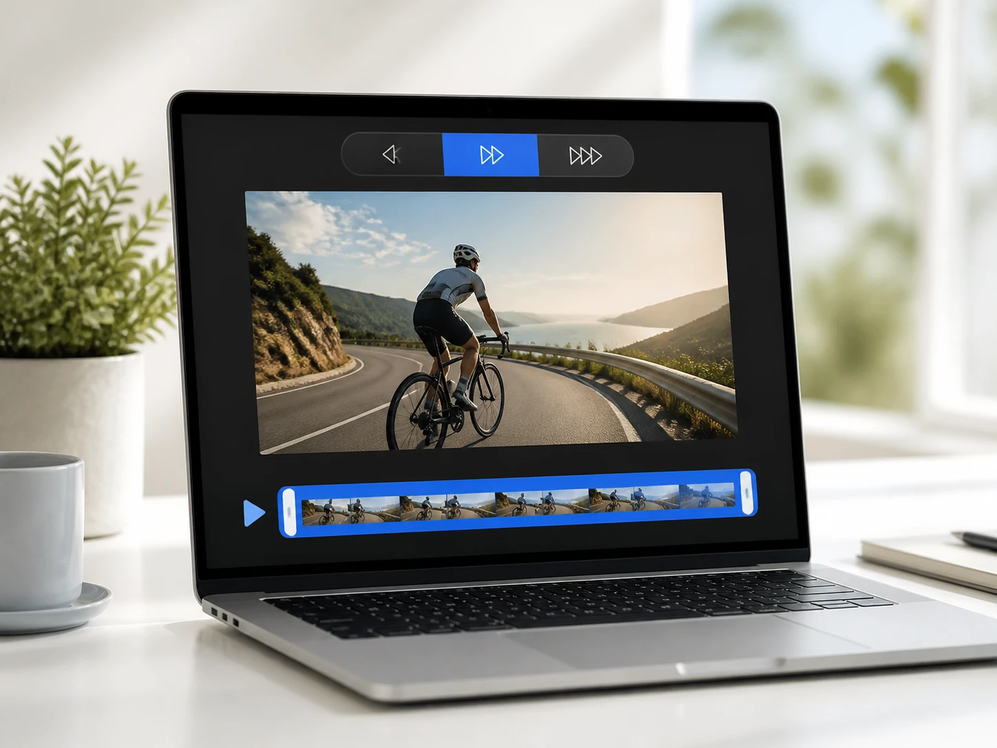 Speed control set to 4x applying across a whole clip in the slow down video workflow