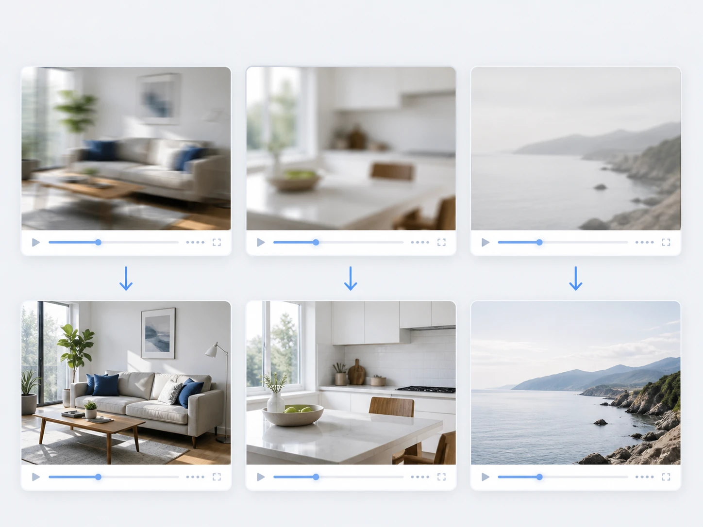 Shake, focus and soft lens clips routed down separate sharpening paths
