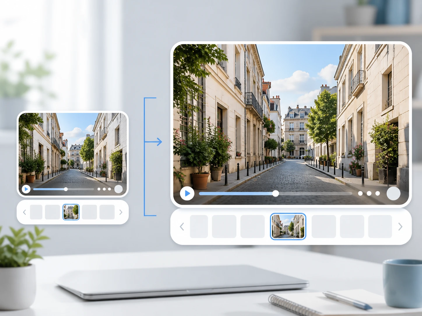 A 1080p frame kept sharp beside a 4K option for a larger frame