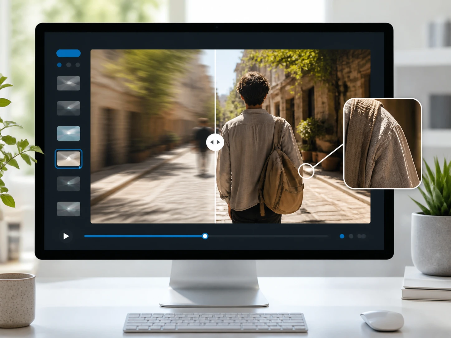 Soft handheld clip paused on its softest second at 100 percent in the browser