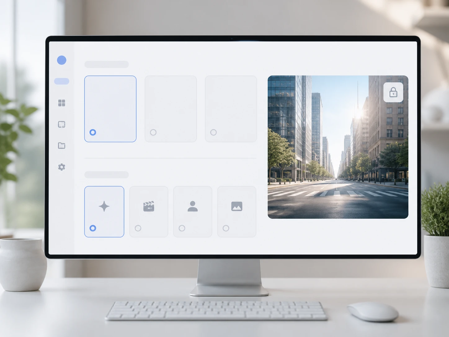 Controls for choosing a model or use case while the frame stays at 1080p