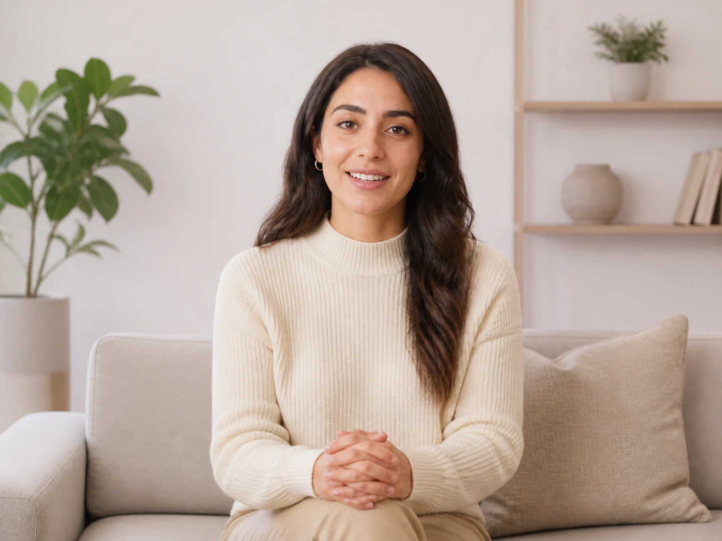 A single talking head clip enhanced and reviewed full screen with the face in focus
