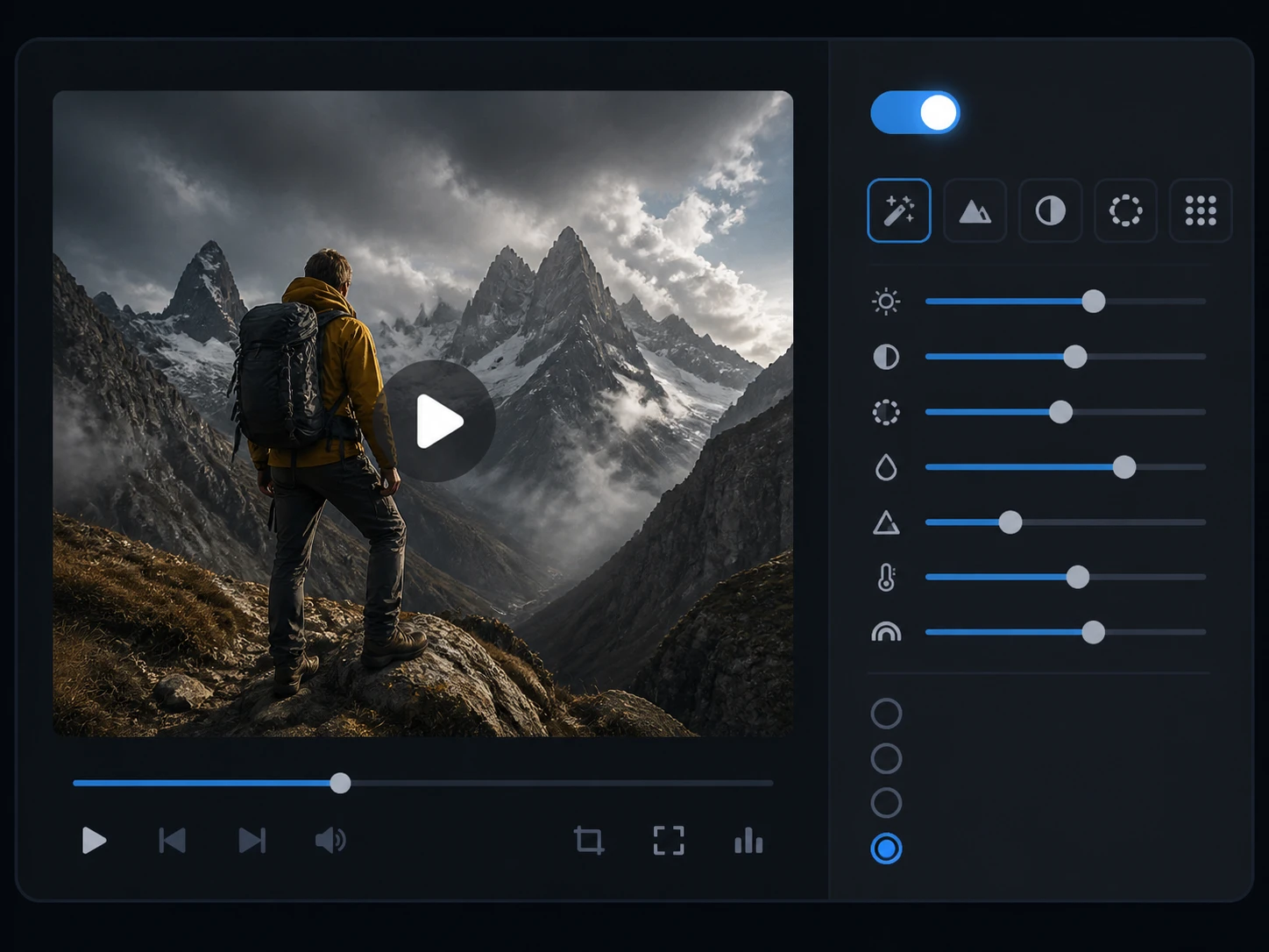 Automatic model selection beside a manual slider panel set to a 4K target